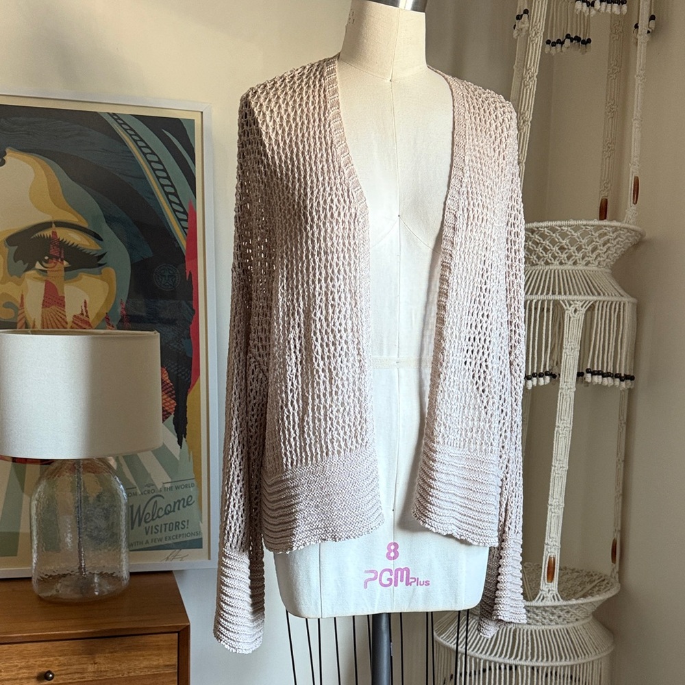 Easel Women's Beige Open-Knit Cardigan L143